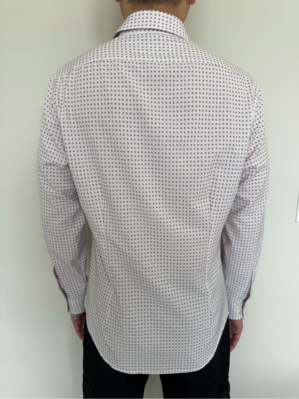 Van Heusen White Long-Sleeve Micro Dot Dress Shirt